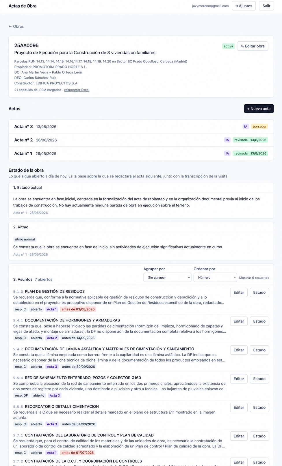 Aplicación web para gestión inteligente de actas de obra